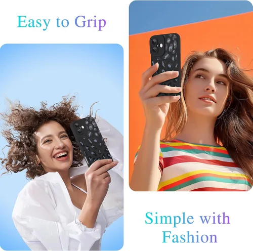 Vista 5 de Fiyart Funda diseñada para iPhone 16, bonito patrón de estampado de leopardo, suave y delgada, de poliuretano termoplástico, protector de guepardo