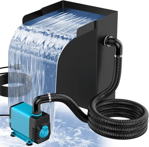 Vista 10 de POPOSOAP Derramero de cascada de estanque de 55 W con bomba de estanque, kit de cascada de acero inoxidable 304 con caja de cascada de estanque