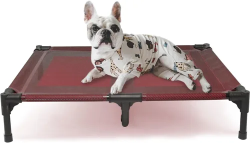 Vista 17 de suddus Cama elevada para perros medianos, cuna refrescante de doble soporte con malla Teslin, cama portátil impermeable para mascotas