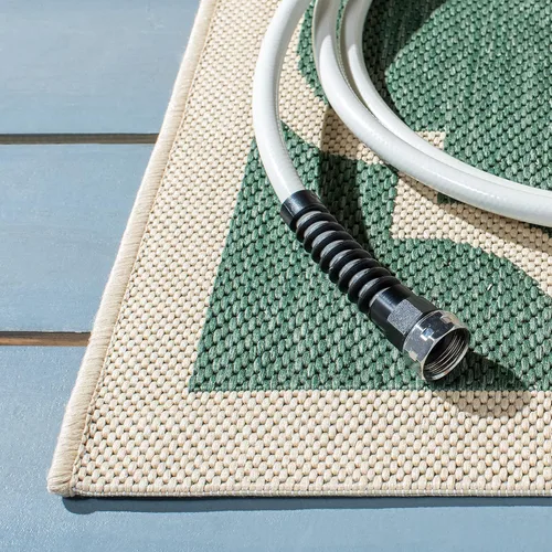 Vista 3 de SAFAVIEH Courtyard Collection - Alfombra decorativa de 2 x 3 pies 7 pulgadas, verde oscuro y beige, no desprende pelusa y de fácil cuidado
