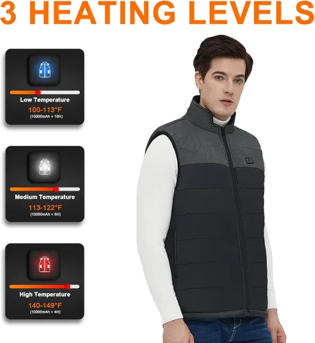 Vista 2 de Chaleco calefactable - Chaqueta térmica eléctrica para hombremujer, batería no incluida