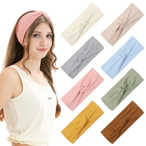 Vista 10 de jollybows 8 diademas elásticas para mujer, bandas elásticas para el cabello Color oscuro