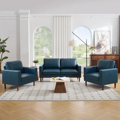 Vista 25 de Kingfun Silla decorativa, sillas de sala de estar, sillón de lectura de chenilla, de mediados de siglo con pie de madera maciza, decoración moderna