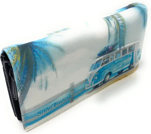 Vista 2 de Shag Wear VW Van Surfin USA - Cartera de viaje por carretera para mujer, 7 pulgadas, Volkswagen Van Surfing Road Trip, Moderno