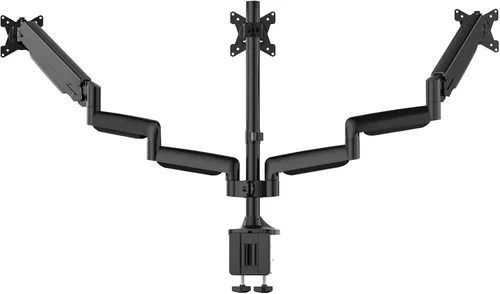 Vista 9 de UPGRAVITY Soporte de escritorio para monitor triple para tres pantallas de computadora planas/curvas de hasta 27 pulgadas, brazos de triple monitor