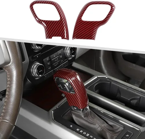 Vista 9 de Jimen Compatible con Ford F150 2015-2020, Cubierta de Perilla de Palanca de Cambios Accesorios de Acabado Interior (Negro)