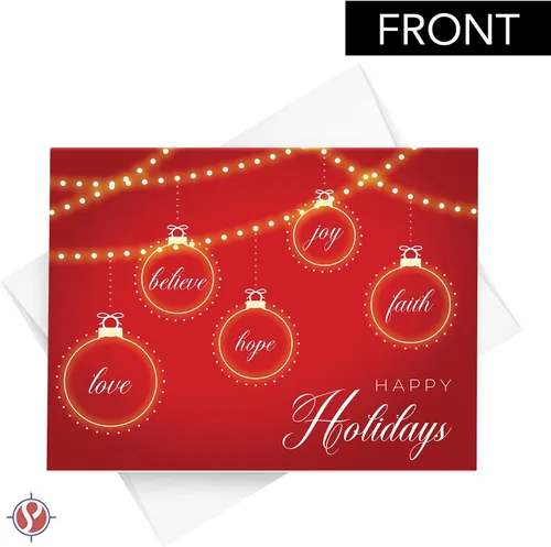 Vista 2 de Tarjetas de felicitación 2026 "Happy Holidays, Love, Faith, Hope, Joy, Believe" - Felicidades de Navidad y Año Nuevo, invitaciones, tarjetas