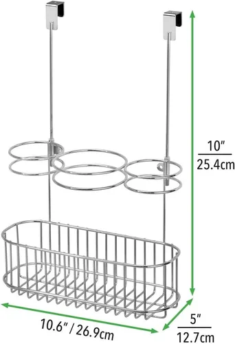 Vista 3 de mDesign - Cesta de almacenamiento para secadora de pelo, planchas planas, rizadores, alisadores de pelo, 3 secciones