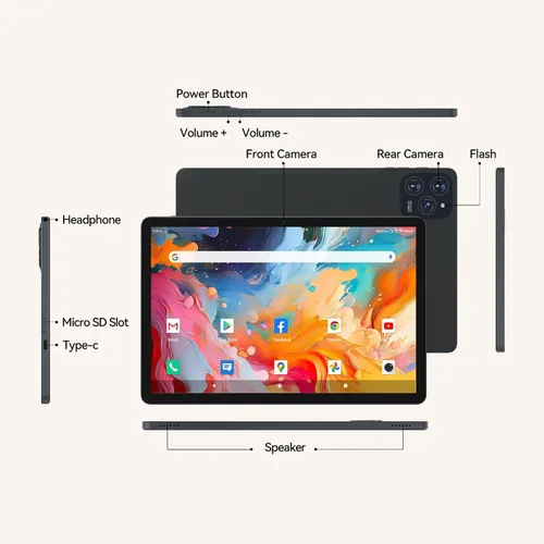 Vista 13 de Tableta Android 15 de 11 pulgadas con procesador Octa Core 16 GB RAM 128 GB ROM 1TB Expandir tableta con batería de 7000 mAh, cámara de 21 MP