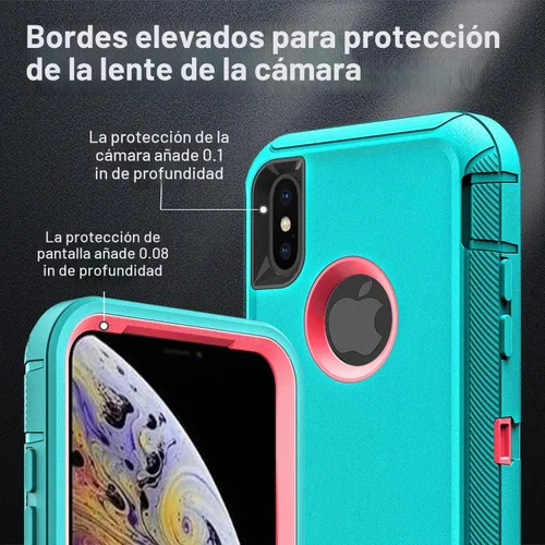 Vista 3 de YKHJKLEC Funda para iPhone Xs Max, grado militar 3 en 1, resistente a los golpes, a prueba de caídas, polvo con 2 protectores de pantalla de vidrio