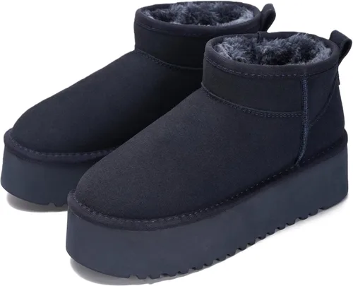 Vista 11 de Project Cloud - Botines de piel 100% auténtica para mujer, botas de plataforma Castaño