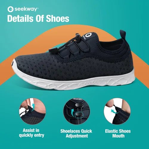 Vista 4 de SEEKWAY Zapatos de agua para hombre y mujer, secado rápido, zapatos acuáticos descalzos, playa, caminar, kayak, canotaje, deportes acuáticos SP006