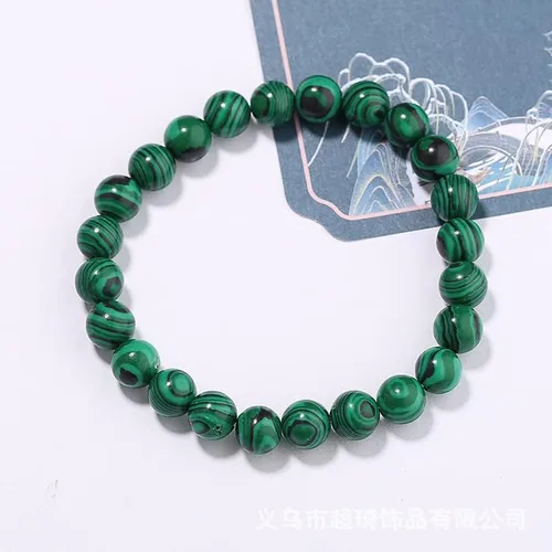 Vista 8 de HUJUON Juego de 2 pulseras de malaquita natural, hechas a mano, piedras preciosas de malaquita con cuentas de piedra natural para yoga, mujeres