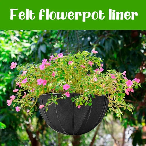 Vista 7 de Adnee 4 piezas de 16 pulgadas de tela para macetas de flores de fieltro, cesta colgante de fibra para jardín, maceta colgante de pared, maceta