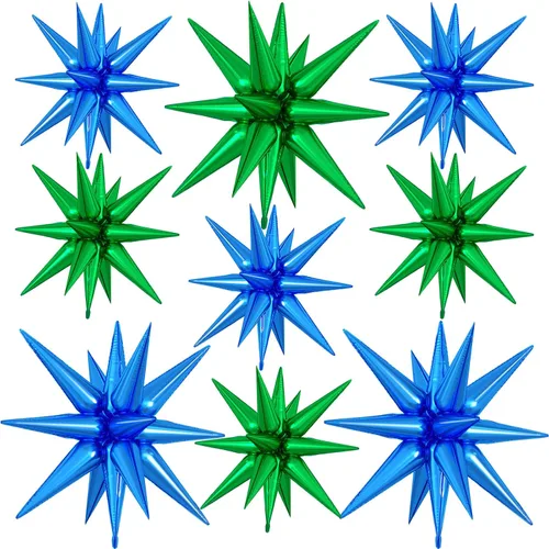 Vista 15 de 9 piezas de globos de estrella beige, grandes globos de papel de aluminio en forma de estrella en explosión, globos de Mylar en punta color crema