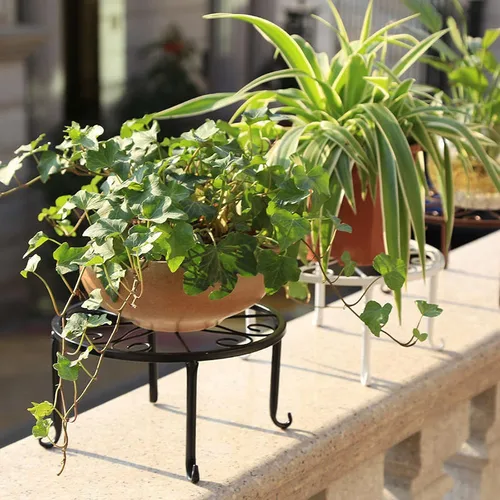 Vista 8 de Tosnail Paquete de 4 soportes de metal para plantas, estante de soporte para macetas, soportes para macetas, soporte para macetas de hierro