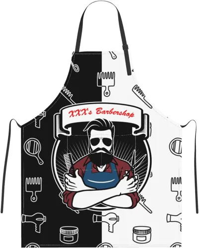 Vista 15 de Delantal de peluquería personalizado para hombres y mujeres, delantal de peluquería con texto personalizado con bolsillos, delantal ajustable