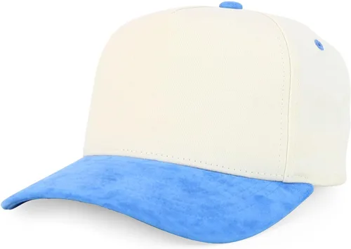Vista 15 de Trendy Apparel Shop Gorra de béisbol combinada de 5 paneles de algodón y gamuza Piedra real