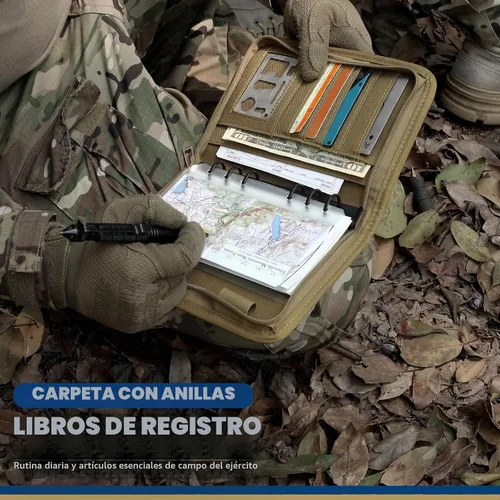 Vista 5 de WYNEX Cuaderno táctico Padfolio carpeta de 6 anillas, 3.7 x 6.7 pulgadas Caqui