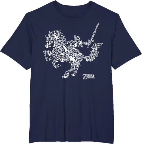 Vista 15 de The Legend of Zelda Camiseta con diseño de símbolos de caballo Azul Marino