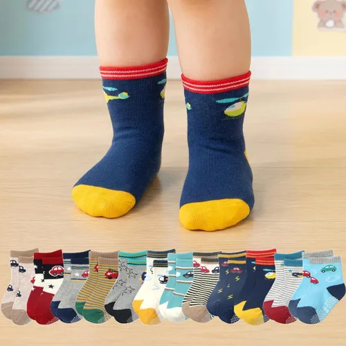 Vista 11 de Calcetines tobilleros antideslizantes para bebé, paquete de 12 para niños y niñas, calcetines de algodón para bebés Animal1