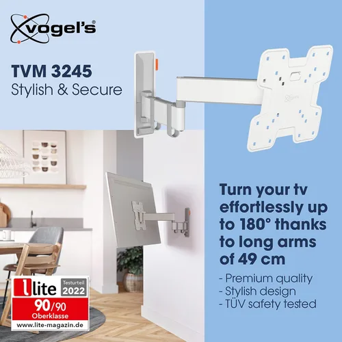 Vista 2 de Vogel's Comfort TVM 3245 - Soporte de pared giratorio para televisores de 19 a 43 pulgadas, hasta 33.1 lbs, certificado TÜV, gira hasta 180°, VESA