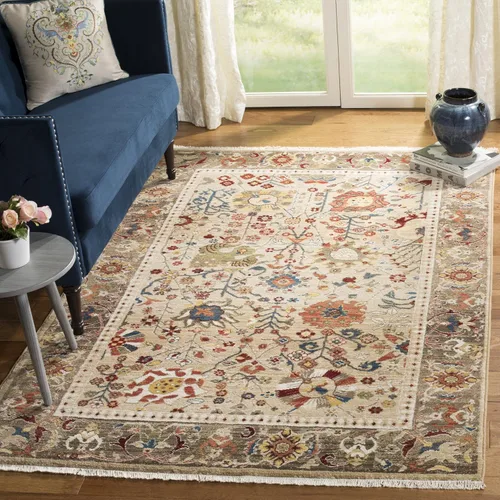 Vista 18 de SAFAVIEH Kashan Collection - Alfombra de área de 2 x 3 pies, color beige y gris pardo, diseño oriental tradicional, no desprende pelusa y de fácil