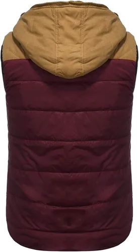 Vista 62 de WENKOMG1 Chaleco con capucha con doble cremallera para hombre, abrigo de color sólido, abrigo cálido y grueso, sin mangas, chaqueta suelta