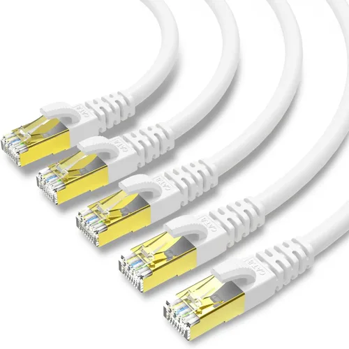 Vista 10 de Cable Ethernet CAT 8 blindado SFTP para red de Internet, cables LAN de alta velocidad resistentes con conector RJ45 chapado en oro, profesional