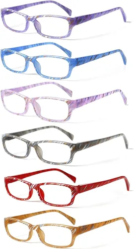 Vista 16 de Kerecsen Gafas de lectura, 5 pares de lentes de lectura de moda para mujer, bisagra de resorte con patrón impreso para mujer (5 marrones, 0.5, x)