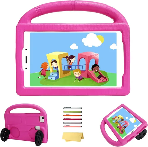 Vista 35 de Funda para tablet Kindle Fire 7 para niños (12.ª generación, versión 2022) con mango de pie de apoyo de forraje resistente, espuma EVA suave, a