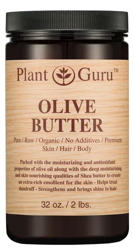 Vista 3 de Mantequilla corporal de oliva de 4 oz. 100% pura cruda, fresca y natural, prensada en frío. Hidratante para la piel, cuerpo y cabello, cremas