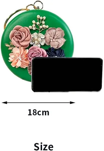 Vista 5 de shiiriin Bolso de mano para mujer 3D rosa nude floral bolso de mano Hecho a mano con perla Boda nupcial diurna fiesta de noche