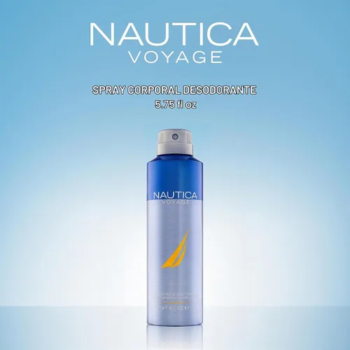 Vista 3 de Nautica Voyage Deo Spray corporal de 6 onzas líquidas (paquete de 1), notas de manzana, madera de cedro, mimosa, fragancia para hombre, fragancia