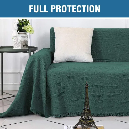 Vista 4 de H.VERSAILTEX Fundas de Sofá de Algodón Funda de Sofá Funda Protectora de Sofá para la Mayoría de Sofás de Diferentes Formas, Presenta Jacquard Verde