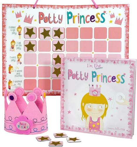 Vista 2 de Tickle & Main Juego de entrenamiento para orinal de princesas, multicolor, juego ajustable de 3 piezas, tabla magnética de entrenamiento para ir al