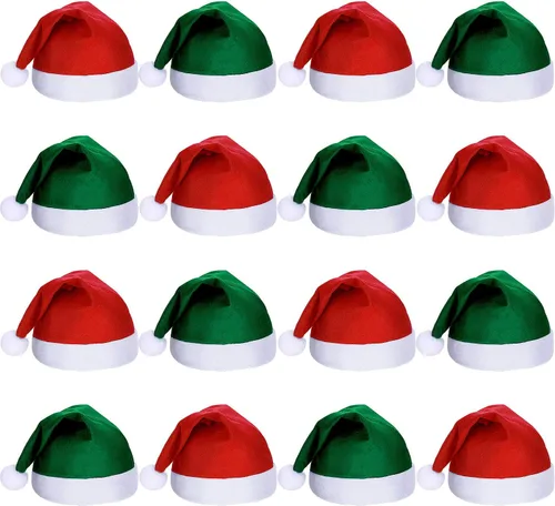 Vista 8 de SATINIOR 16 Piezas de Sombrero de Navidad a Granel, Sombreros de Papá Noel de Tela No Tejida para Navidad, Sombreros para Adultos, Decoraciones