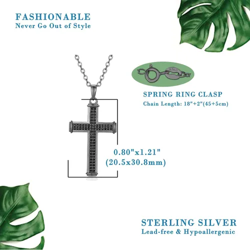Vista 2 de Collar con cruz de plata de ley 925 para mujer, regalos de bautismo
