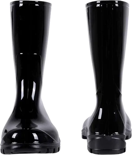 Vista 6 de Asgard Botas de lluvia a media pantorrilla para mujer, botas de goma impermeables estampadas, zapatos cortos de jardín Negro