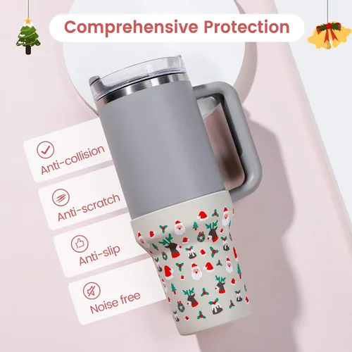 Vista 2 de Thxbag Funda protectora de silicona para botas de Navidad para Stanley Cup de 30 onzas / 20 onzas, funda de silicona para botas con accesorios