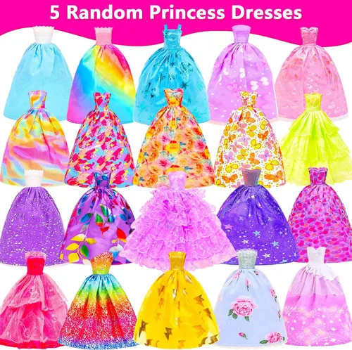 Vista 2 de BARWA - Paquete de 116 prendas y accesorios para muñecas, 5 vestidos de novia, 9 vestidos de moda, vestido deslizante, 3 tops, 3 pantalones, 2