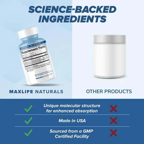 Vista 5 de MAXLIFE NATURALS TTFD - Suplemento de tiamina B1 – 60 cápsulas, suplemento de tiamina de vitamina B1 de alta potencia para enfoque, apoya la función