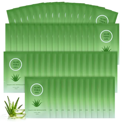 Vista 11 de Gel de aloe vera de tamaño viaje, mini loción natural de aloe vera orgánica, envuelta individualmente, crema de aloe calmante después del sol