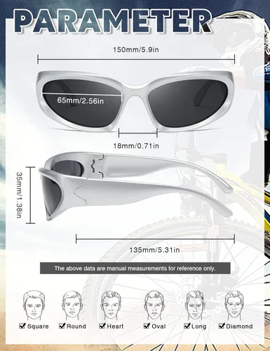 Vista 3 de MASDUN Gafas de sol polarizadas envolventes vintage de moda para hombres y mujeres, gafas de sol futuristas para deportes al aire libre UV400
