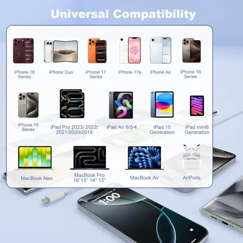 Vista 8 de Cable USB A a USB C para iPhone 18/17/16/15 (3 pies), cable USB C CarPlay Blanco