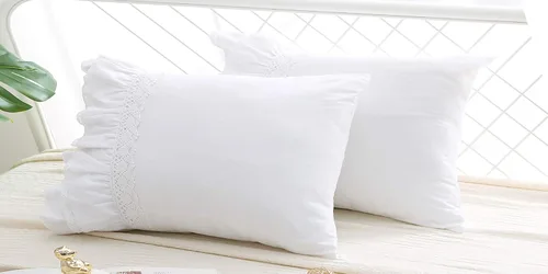 Vista 9 de Juego de 2 fundas de almohada con encaje blanco con flores 3D de aspecto retro noble y lujoso elegante, 100% algodón, tamaño estándar
