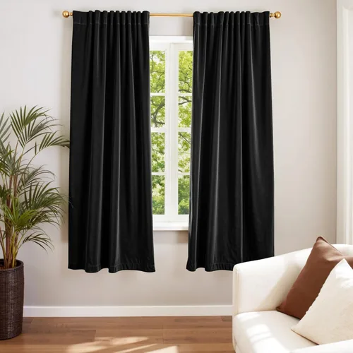 Vista 35 de Lazzzy Cortinas opacas de terciopelo beige de 84 pulgadas de largo con aislamiento térmico para oscurecer la habitación, cortinas forradas de lujo