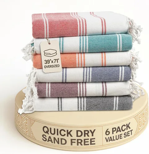 Vista 47 de LANE LINEN Toalla de Playa, Paquete de 2 Toallas de Playa de Gran Tamaño, 39"x71", Toallas de Piscina de Secado Rápido para Adultos, Absorbentes a