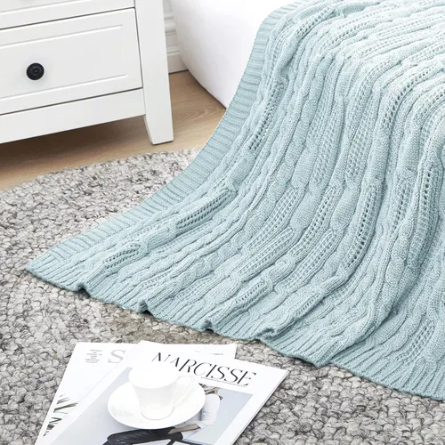 Vista 3 de Aormenzy - Mantas de punto trenzadas de 50 x 60 pulgadas, manta suave, acogedora y ligera, manta de acrílico lavable a máquina, manta decorativa