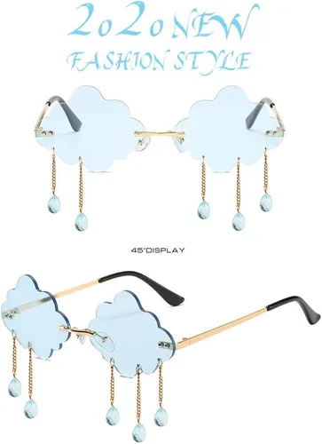 Vista 5 de Dollger Gafas de sol sin montura para mujer, retro, coloridas, para Halloween, rave, de los años 90, lindas gafas de sol divertidas para fiesta